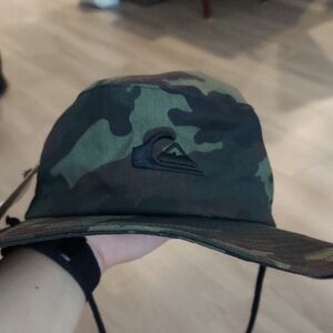 Quiksilver Green and Brown Camouflage Hat